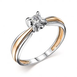 Inel din aur alb și roșu cu pietre Diamant