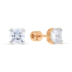 Cercei Pusete din aur roșu cu pietre Cubic Zirconia Incolor