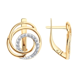 Cercei din aur roșu cu pietre Cubic Zirconia Incolor