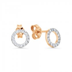 Cercei Pusete din aur roșu cu pietre Cubic Zirconia Incolor