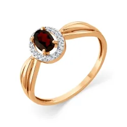 Inel din aur roșu cu Cubic Zirconia Incolor, Granat
