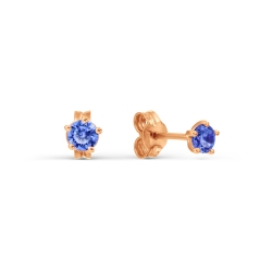 Cercei Pusete din aur roșu cu pietre Cubic Zirconia Albastru Safir