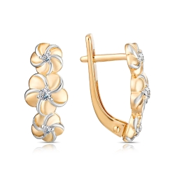 Cercei din aur roșu cu pietre Cubic Zirconia Incolor