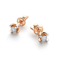 Cercei Pusete din aur roșu cu pietre Diamant
