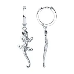 Cercei Creole din argint cu Cubic Zirconia Negru
