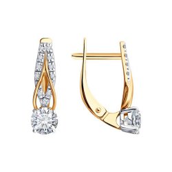 Cercei din aur roșu cu pietre Cubic Zirconia Incolor