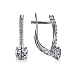 Cercei din aur alb cu pietre Cubic Zirconia Incolor