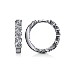 Cercei Creole din aur alb cu Cubic Zirconia Incolor