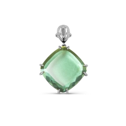 Подвеска из белого золота с камнями Кварц празиолит