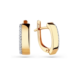 Cercei din aur roșu cu pietre Cubic Zirconia Incolor