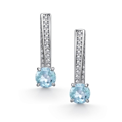 Cercei din argint  cu pietre Cubic Zirconia Incolor, Topaz albastru