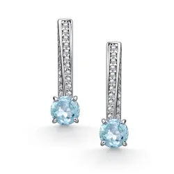 Cercei din argint cu Cubic Zirconia Incolor, Topaz albastru