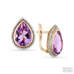 Cercei din aur roșu cu Cubic Zirconia Incolor, Ametist