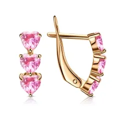 Серьги из красного золота с камнями Фианит Розовый