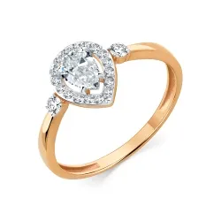 Inel din aur roșu cu Cubic Zirconia Incolor