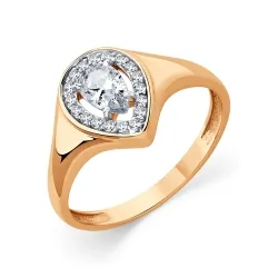 Inel din aur roșu cu Cubic Zirconia Incolor