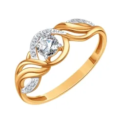 Inel din aur roșu cu Cubic Zirconia Incolor