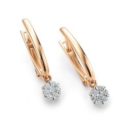 Cercei Suspendați din aur roșu cu pietre Diamant