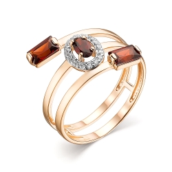 Inel din aur roșu cu pietre Cubic Zirconia Incolor, Granat