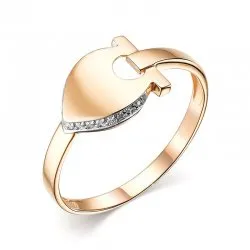 Inel din aur roșu cu Cubic Zirconia Incolor