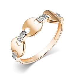 Inel din aur roșu cu pietre Cubic Zirconia Incolor