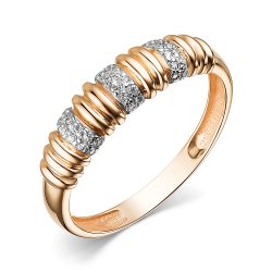 Inel din aur roșu cu pietre Cubic Zirconia Incolor