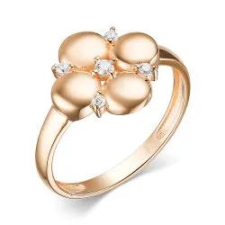 Inel din aur roșu cu Cubic Zirconia Incolor
