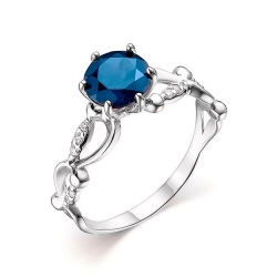 Кольцо из белого золота с камнями Фианит, Топаз London