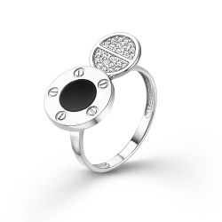 Inel din argint  cu pietre Cubic Zirconia Incolor, Emailare