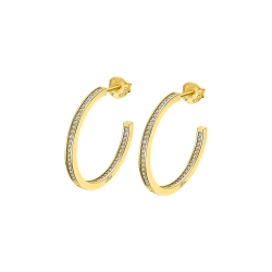 Cercei Pusete din argint placat cu aur  cu pietre Cubic Zirconia Incolor