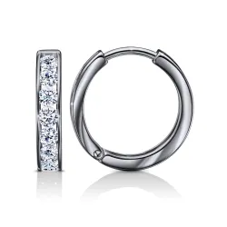 Cercei Creole din aur alb cu Cubic Zirconia Incolor