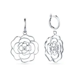 Cercei Suspendați din aur alb cu Cubic Zirconia Incolor