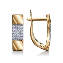 Серьги из красного золота с камнями Фианит
