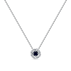 Colier din aur alb cu pietre Diamant, Safir