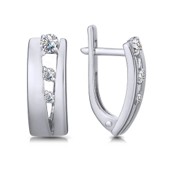 Cercei din aur alb cu pietre Cubic Zirconia Incolor