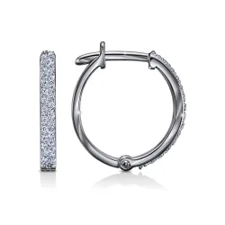 Cercei Creole din aur alb cu Cubic Zirconia Incolor