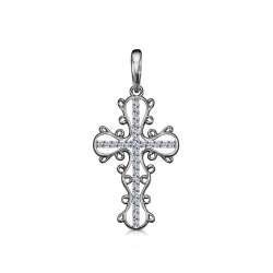Cruce din aur alb cu Cubic Zirconia Incolor