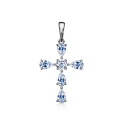Cruce din aur alb cu Cubic Zirconia Incolor