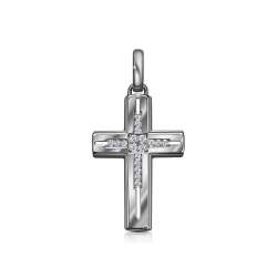 Cruce din aur alb cu Cubic Zirconia Incolor