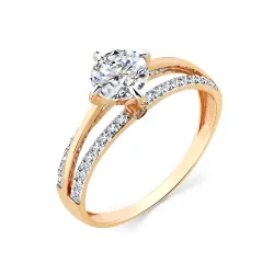 Inel din aur roșu cu Cubic Zirconia Incolor