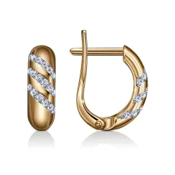 Серьги из красного золота с камнями Фианит