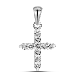 Cruce din aur alb cu Diamant