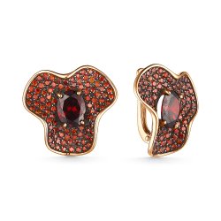 Cercei din aur roșu cu pietre Cubic Zirconia Roșu, Granat