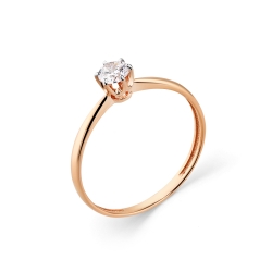 Inel din aur roșu cu pietre Cubic Zirconia Incolor