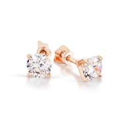 Cercei Pusete din aur roșu cu pietre Cubic Zirconia Incolor