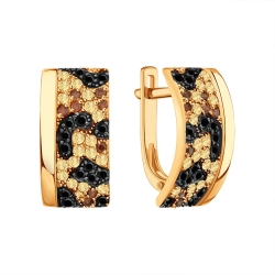 Cercei din aur roșu cu pietre Diamant Cognac, Diamant negru