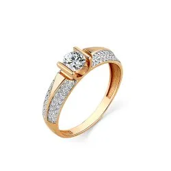 Inel din aur roșu cu Cubic Zirconia Incolor