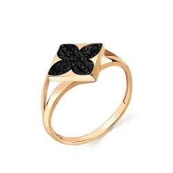 Inel din aur roșu cu Cubic Zirconia Negru
