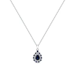 Colier din aur alb cu Diamant, Safir