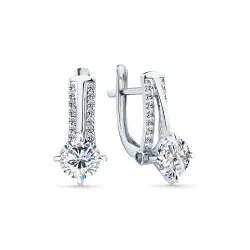 Cercei din aur alb cu Cubic Zirconia Incolor